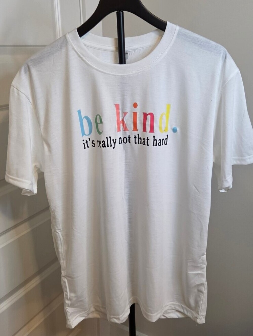 Womens White Tee NWOT with 'be kind.' Colorful Words